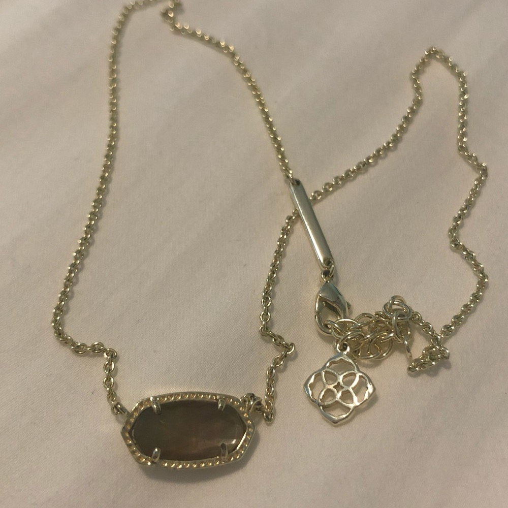 Gold brown mother of pearl Elisa pendant necklace